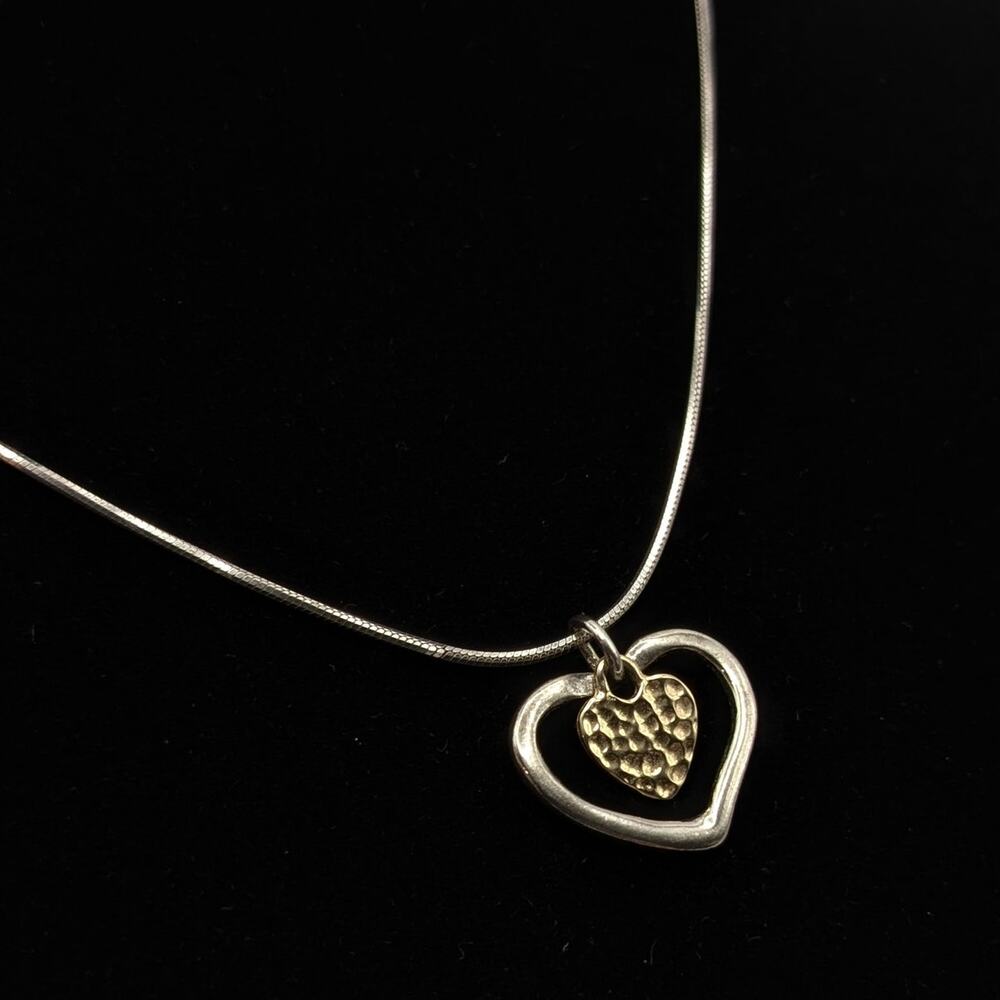 Silpada RETIRED Sterling Silver 925 and 9kt Gold Accent Heart Necklace N1543
